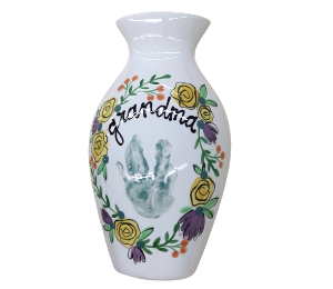 Las Cruces Color Me Mine Floral Handprint Vase